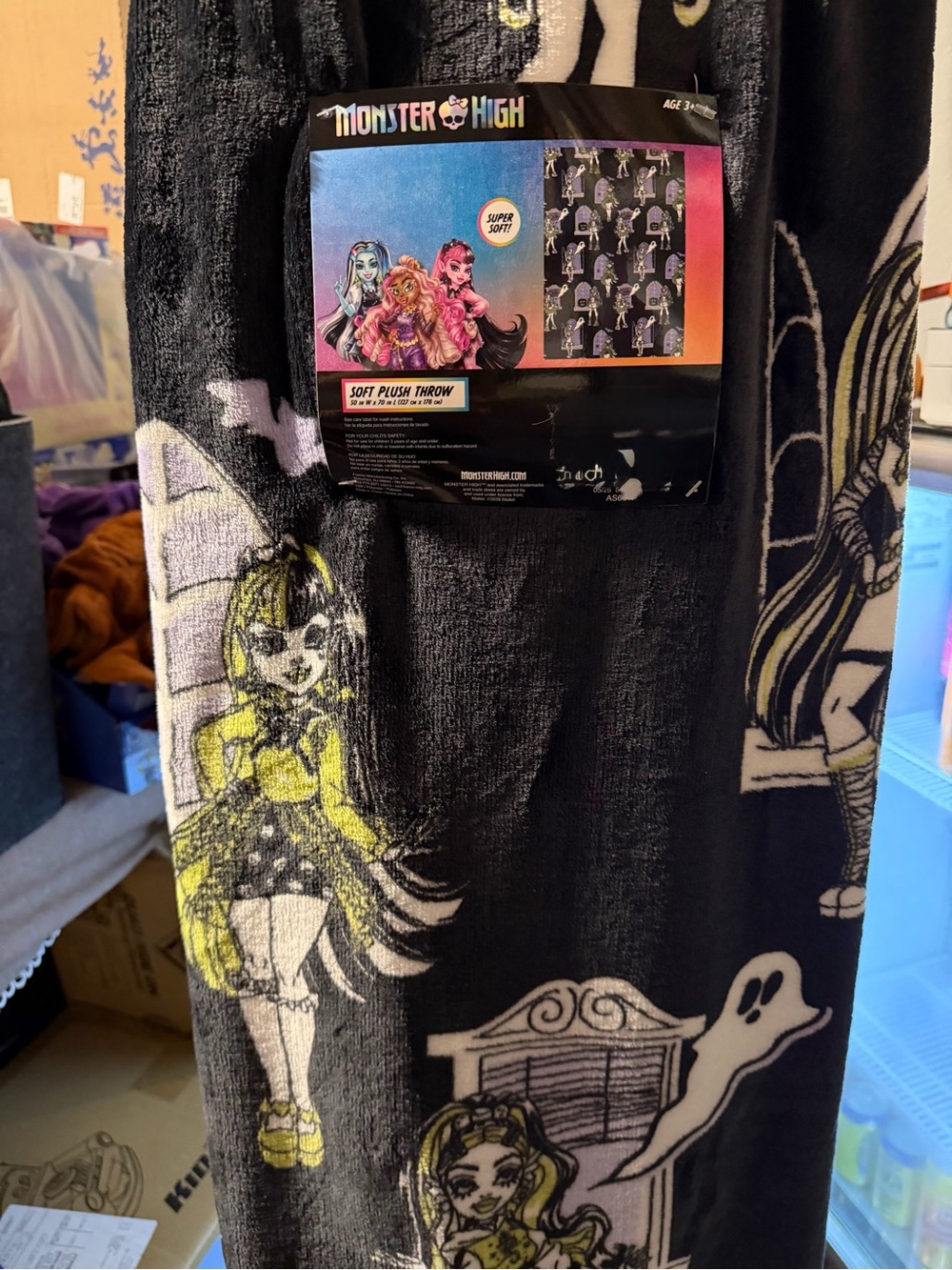 Monster High Black & Yellow Plush Throw Blanket